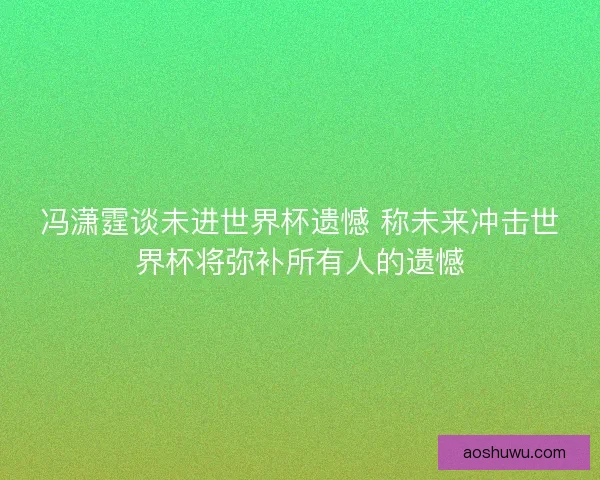 冯潇霆谈未进世界杯遗憾 称未来冲击世界杯将弥补所有人的遗憾